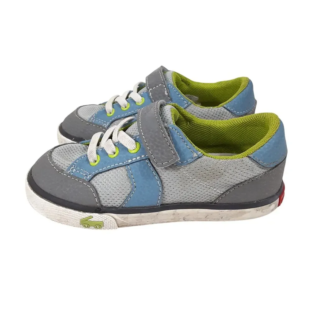 See Kai Run Connor Canvas Sneakers Mesh Gray Kids 9 Hook and Loop Strap Rubber